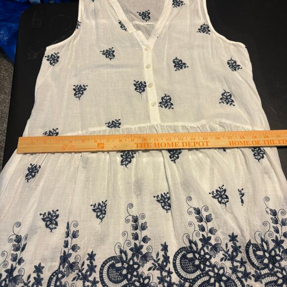 Umgee Embroidered Dress Women's Size Large L Sleeveless White Navy Floral - Picture 4 of 7